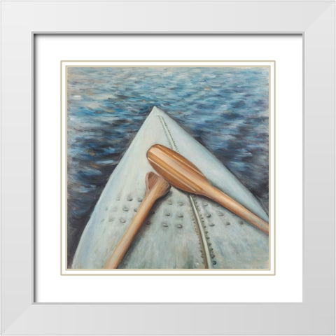 Canoe Adventure Paddle White Modern Wood Framed Art Print with Double Matting by Atelier B Art Studio