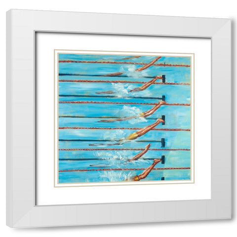 NAGEURS OLYMPIQUE White Modern Wood Framed Art Print with Double Matting by Atelier B Art Studio