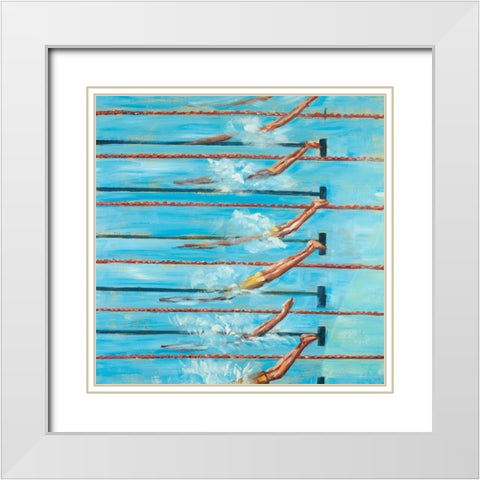 NAGEURS OLYMPIQUE White Modern Wood Framed Art Print with Double Matting by Atelier B Art Studio