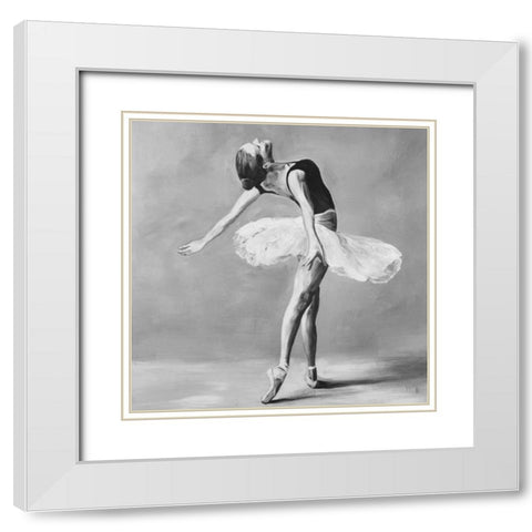 Classic Ballet Dancer White Modern Wood Framed Art Print with Double Matting by Atelier B Art Studio