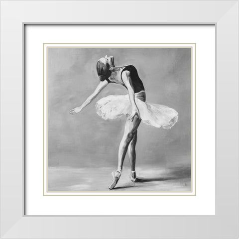 Classic Ballet Dancer White Modern Wood Framed Art Print with Double Matting by Atelier B Art Studio