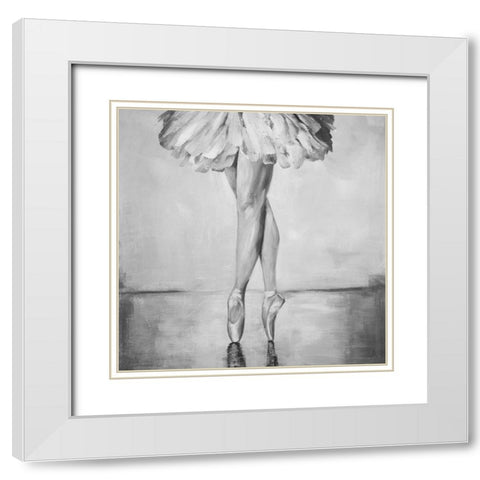 Ballerina Classic Steps White Modern Wood Framed Art Print with Double Matting by Atelier B Art Studio
