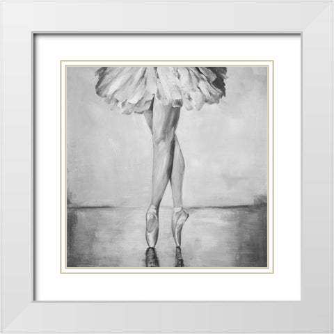 Ballerina Classic Steps White Modern Wood Framed Art Print with Double Matting by Atelier B Art Studio