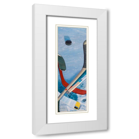 HOCKEY STICKS ON ICE White Modern Wood Framed Art Print with Double Matting by Atelier B Art Studio