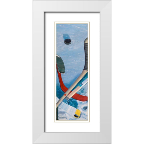 HOCKEY STICKS ON ICE White Modern Wood Framed Art Print with Double Matting by Atelier B Art Studio