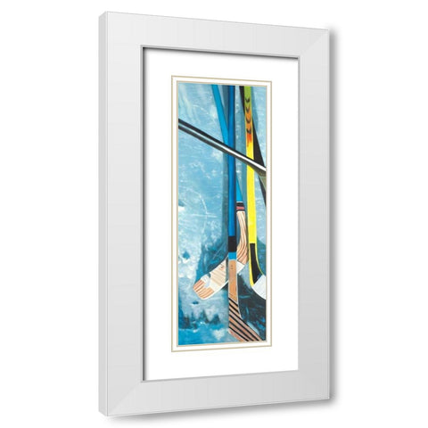 Hockey Sticks on Ice White Modern Wood Framed Art Print with Double Matting by Atelier B Art Studio