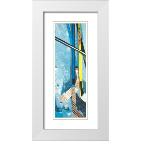 Hockey Sticks on Ice White Modern Wood Framed Art Print with Double Matting by Atelier B Art Studio