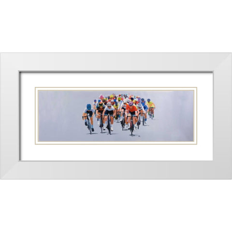 Cycling Competition White Modern Wood Framed Art Print with Double Matting by Atelier B Art Studio