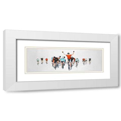 Cycling Competition Finals White Modern Wood Framed Art Print with Double Matting by Atelier B Art Studio