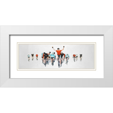 Cycling Competition Finals White Modern Wood Framed Art Print with Double Matting by Atelier B Art Studio