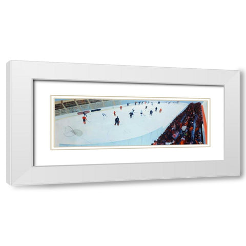 Game of Hockey White Modern Wood Framed Art Print with Double Matting by Atelier B Art Studio