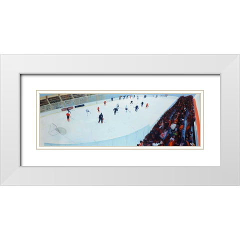 Game of Hockey White Modern Wood Framed Art Print with Double Matting by Atelier B Art Studio