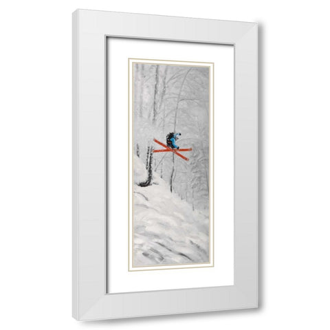 Man Skiing in Steep Offpiste Terrain White Modern Wood Framed Art Print with Double Matting by Atelier B Art Studio