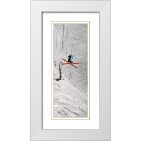 Man Skiing in Steep Offpiste Terrain White Modern Wood Framed Art Print with Double Matting by Atelier B Art Studio