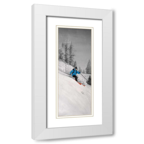Man Skiing in Mountain White Modern Wood Framed Art Print with Double Matting by Atelier B Art Studio