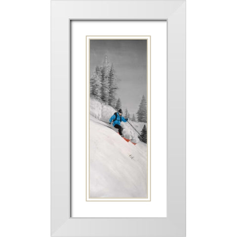 Man Skiing in Mountain White Modern Wood Framed Art Print with Double Matting by Atelier B Art Studio