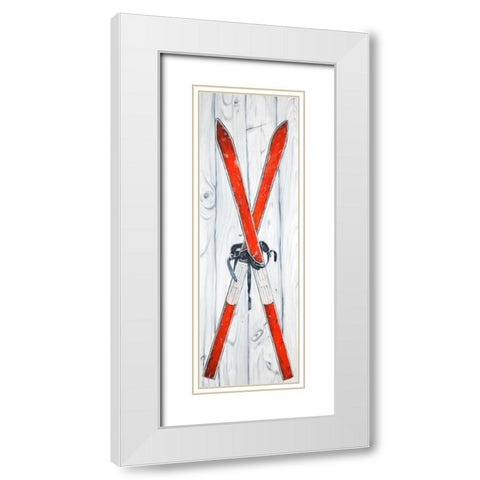 Vintage Red Ski White Modern Wood Framed Art Print with Double Matting by Atelier B Art Studio