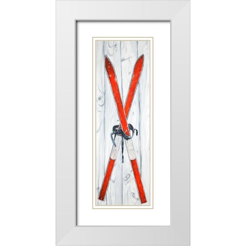 Vintage Red Ski White Modern Wood Framed Art Print with Double Matting by Atelier B Art Studio