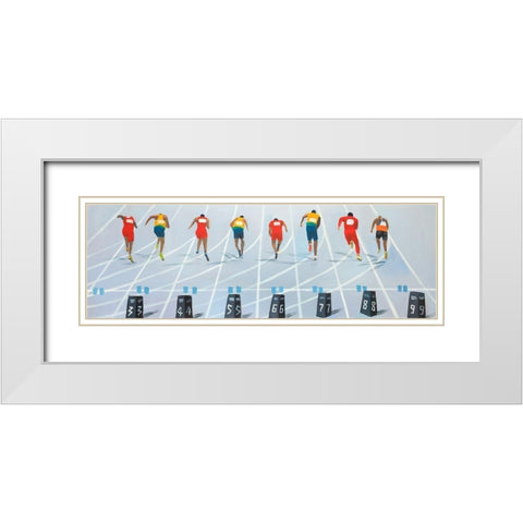 Race of 10 meters White Modern Wood Framed Art Print with Double Matting by Atelier B Art Studio