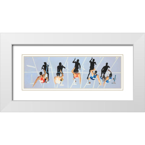 On your marks, get set, go! White Modern Wood Framed Art Print with Double Matting by Atelier B Art Studio