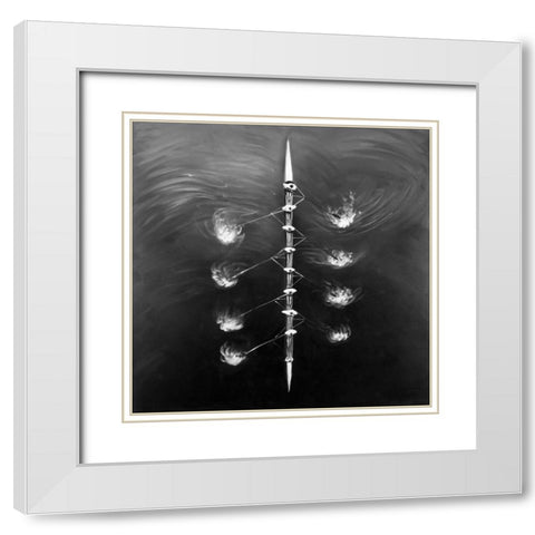 Rowing Boat Race White Modern Wood Framed Art Print with Double Matting by Atelier B Art Studio