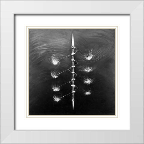 Rowing Boat Race White Modern Wood Framed Art Print with Double Matting by Atelier B Art Studio