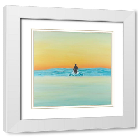 A Surfer Swimming by Dawn White Modern Wood Framed Art Print with Double Matting by Atelier B Art Studio
