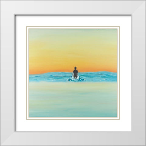 A Surfer Swimming by Dawn White Modern Wood Framed Art Print with Double Matting by Atelier B Art Studio
