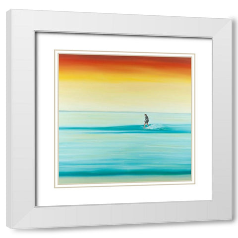 A Surfer by Dawn White Modern Wood Framed Art Print with Double Matting by Atelier B Art Studio