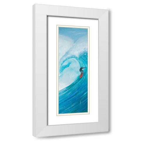 SURFER ON A BIG WAVE White Modern Wood Framed Art Print with Double Matting by Atelier B Art Studio