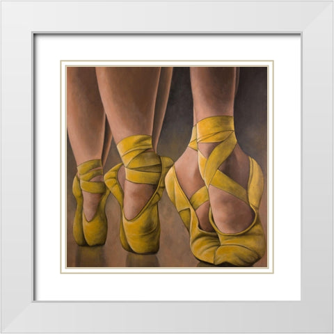 SYNCHRONIZED BALLERINAS White Modern Wood Framed Art Print with Double Matting by Atelier B Art Studio
