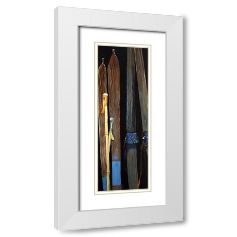 OLD SKIS White Modern Wood Framed Art Print with Double Matting by Atelier B Art Studio