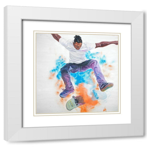 SKATER White Modern Wood Framed Art Print with Double Matting by Atelier B Art Studio