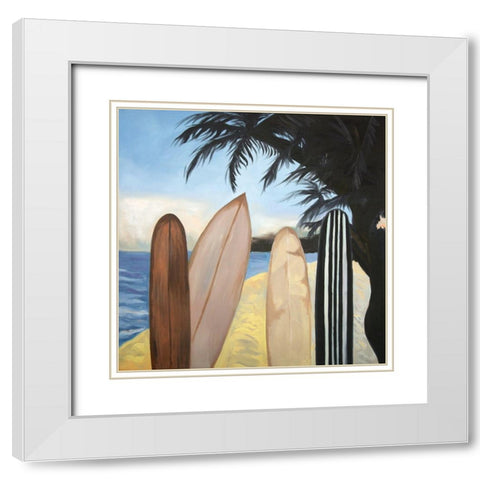 SURFBOARDS White Modern Wood Framed Art Print with Double Matting by Atelier B Art Studio