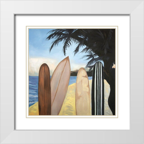 SURFBOARDS White Modern Wood Framed Art Print with Double Matting by Atelier B Art Studio