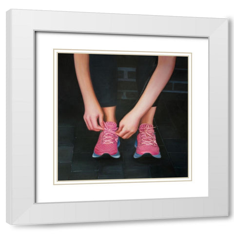 READY FOR THE RACE White Modern Wood Framed Art Print with Double Matting by Atelier B Art Studio