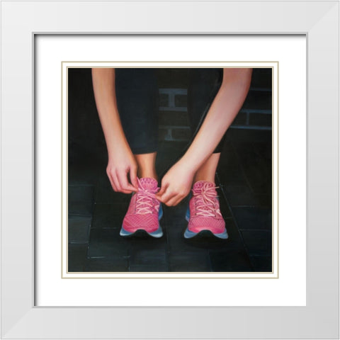 READY FOR THE RACE White Modern Wood Framed Art Print with Double Matting by Atelier B Art Studio