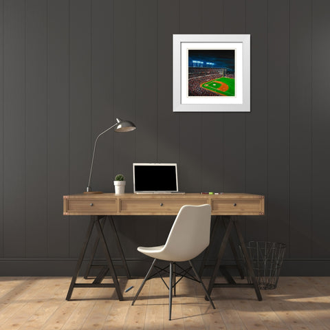 BASEBALL GAME White Modern Wood Framed Art Print with Double Matting by Atelier B Art Studio