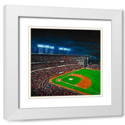 BASEBALL GAME White Modern Wood Framed Art Print with Double Matting by Atelier B Art Studio