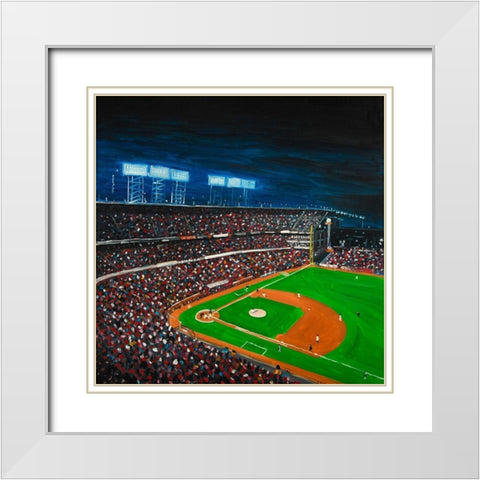 BASEBALL GAME White Modern Wood Framed Art Print with Double Matting by Atelier B Art Studio