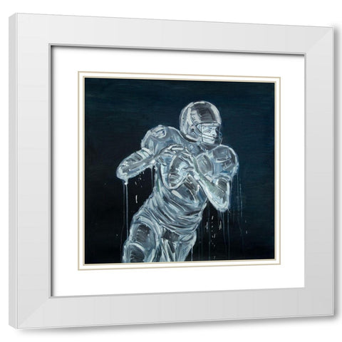 FOOTBALL PLAYER White Modern Wood Framed Art Print with Double Matting by Atelier B Art Studio