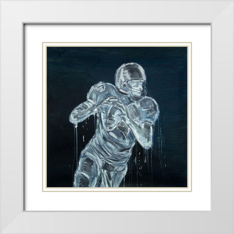 FOOTBALL PLAYER White Modern Wood Framed Art Print with Double Matting by Atelier B Art Studio