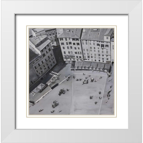 Piazza Del Campo in Italie White Modern Wood Framed Art Print with Double Matting by Atelier B Art Studio