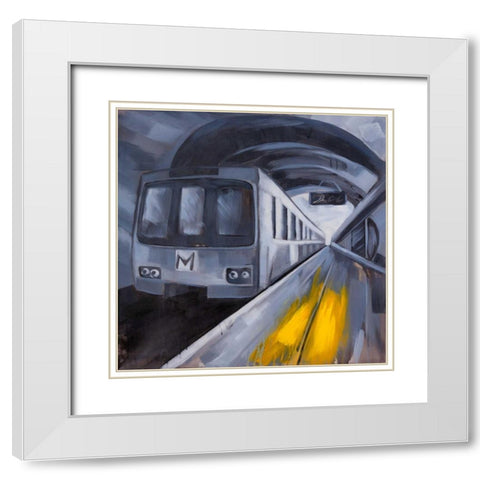Subway in a Metro White Modern Wood Framed Art Print with Double Matting by Atelier B Art Studio