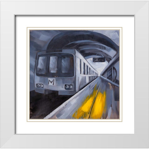Subway in a Metro White Modern Wood Framed Art Print with Double Matting by Atelier B Art Studio