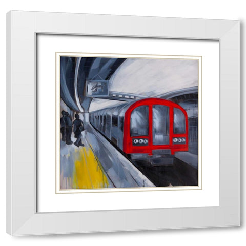 People Waiting for the Metro White Modern Wood Framed Art Print with Double Matting by Atelier B Art Studio