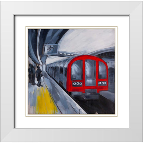 People Waiting for the Metro White Modern Wood Framed Art Print with Double Matting by Atelier B Art Studio