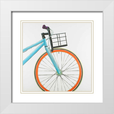 Front Wheel of Bicycle White Modern Wood Framed Art Print with Double Matting by Atelier B Art Studio