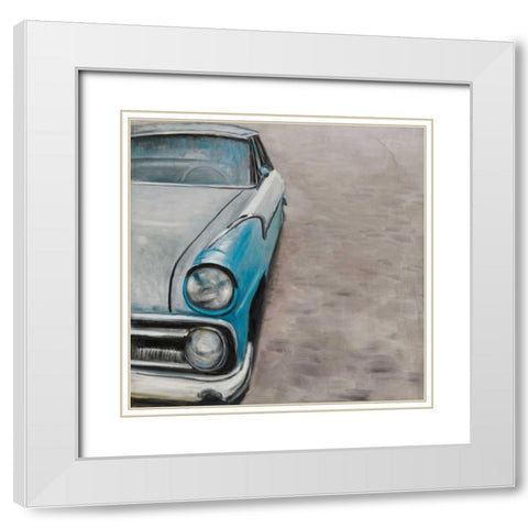 Old Classic Car White Modern Wood Framed Art Print with Double Matting by Atelier B Art Studio
