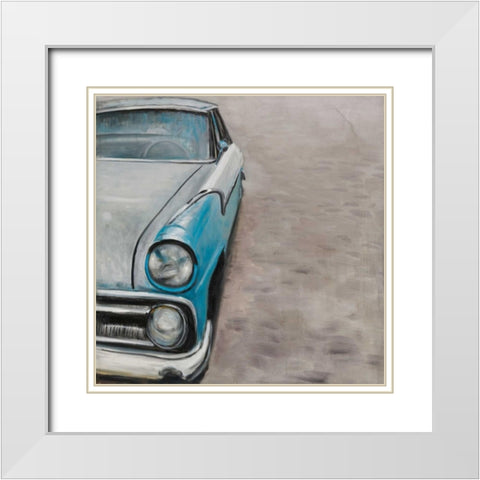 Old Classic Car White Modern Wood Framed Art Print with Double Matting by Atelier B Art Studio
